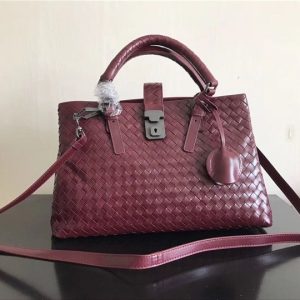 Bottega Veneta Roma small intrecciato leather tote Red